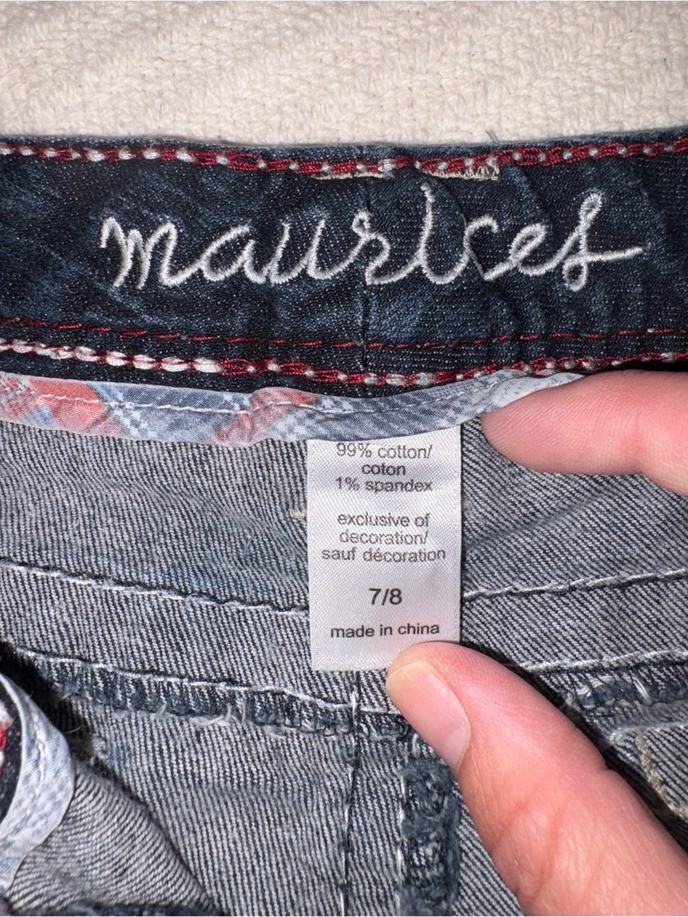 Maurices Y2K Originals High Contrast Low Rise Denim Destructed Patched Shorts - Picture 6 of 8